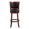 Comfortable Swivel Pub Height Chair 1pc Dark Cherry Finish Faux Leather Upholstery Solid Wood Furniture, Swivel Bar Chair
