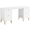 Computer Desk with File Drawers, Wood Executive Desk for Home Office