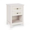 Grayish White Rattan Nightstand with Drawer, Boho 27" Tall Bedside Table with Storage for Small Spaces, Wood Accent End Table for Living Room Bedroom