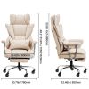 Executive Office Chair with Footrest, 400lb Capacity Office Chair with Lumbar Pillow & Removable Armrests, Heavy Duty Ergonomic Chair, PU Leather Recl