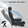 Office Chair with Foot Rest and Waist Lumber Support, Ergonomic Gaming Chair with Adjustable Height Headrest, High-Back Leather Reclining Chair for Ho