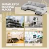 U-Shaped Sectional Sofa with 2 Short Chaise Lounges, 4 Seater Indoor Chenille Fabric Combination Couch, Plastic Legs, 111.4" L x 48.4" D x 33.1" H Liv