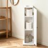 White Small Bathroom Corner Cabinet with Doors And Shelves Toilet Paper Holder Shampoo Storage Organizer