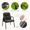 Faux Leather Waiting Room Chair, Office Guest Chair with Padded Arms, for Reception, Conference, Meeting, or Home Use, Basic Black(1 PCS)