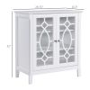 White Sideboard Display Cabinet with Double Glass Doors Adjustable Shelves Modern Elevated Base for Kitchen