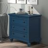 U_STYLE 27.6''Nightstand with Pine Wood veneer , Fashion Bedside Cabinet with 3 Drawers and pull-out tray