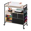 Rolling Craft Cart and Storage Table, Compatible with Cricut Machines, Crafting Table Organization Workstation, Craft Rolling Storage Organizer with 2