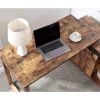 Desk L-shaped Workstation Home Office attached storage credenza sliding barn door finished on the back reversible Distressed Wood