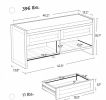 Brown Shoe Bench with Cushioned Seat Rattan Storage Bench with 2 Drawers And Open Shelf for Entryway Home Decor