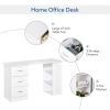 47" Home Office Desk, Modern Desk with Storage with 3 Drawer and Storage Shelf, White