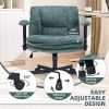 Criss Cross Chair with Wheels and Flip Arms, Upholstered Cross Legged Office Chair with 3 Layer Cushions&Dynamic Airbag Lumbar Support, Wide Seat Comf