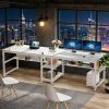 Two Person Desk, Double Computer Desk with Bookshelf