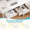40" Home Office Desk with 6 Drawers, Modern Computer Desk with Small Space, Corner Computer Desk, Pure White