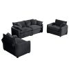 Warm and Cozy Sofa Set with Soft Cushions and Pillows, Home Theater Style Sofa Set Consisting of One 2-Seater Sofas and Two Single Sofa in Grey Cordur