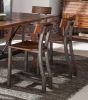 Rustic Brown and Gunmetal Finish 7pc Dining Set Counter Height Table And 6x Counter Height Chairs Industrial Design Wooden Dining Furniture