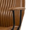 Brown Leather Home Office Desk Chair Vintage Computer Chair with Padded Arms 360° Swivel Adjustable Height Tilt Function
