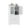 Freestanding Floor Storage Cabinet with Adjustable Shelf & 2 Drawers, Frosted Tempered Glass Door Sideboard