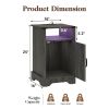LED Nightstand Set of 2 with Charging Station, Bedside Table with Storage Cabinet and Shelf, Rustic End Table, Farmhouse Wooden Side Table, for Bedroo