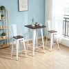 Industrial 3 Piece Dining Table Set Bar Height Bistro Table with Footrests White And Brown Bar Table And Chairs Set for Kitchen Room