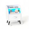 LED Nightstand with Charging Station, 16 Color RGB Remote Controlled Bedside Table with 2 AC Outlets USB Type-C Port, Foldable Fabric Drawer Anti-Tip