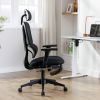 Multi-functional Ergonomic Mesh Office Chair with Adjustable Armrest,Footrest,Lumbar Support, 360° Silent Wheels,Headrest for Home & Office,Black