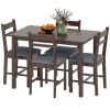 5-piece  wood dining table, farmhouse kitchen dining table and chairs, suitable for dining rooms, living rooms, walnut wood