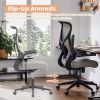Ergonomic Office Chair, Adjustable Desk Chair with Padded Armrests, Comfortable Computer Chair for Home Office Use,Grey