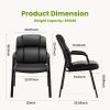 Faux Leather Waiting Room Chair, Office Guest Chair with Padded Arms, for Reception, Conference, Meeting, or Home Use, Basic Black(1 PCS)