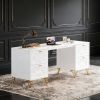Computer Desk with File Drawers, Wood Executive Desk for Home Office