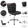 Modern Tufted Faux Leather Home Office Armless Desk Chair, Black