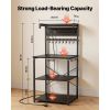 Kitchen Bakers Rack, 4.6ft Power Cable Bakers Rack with Power Outlet, Kitchen Stand with X-Shaped Support Bar, 8 S-Shaped Hooks