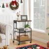 Printer Stand, 3-Tier Industrial Printer Cart with Power Outlets and 2 USB Ports, Rolling Printer Table on Wheels