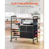 Rolling Craft Cart and Storage Table, Compatible with Cricut Machines, Crafting Table Organization Workstation, Craft Rolling Storage Organizer with 2