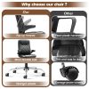 Executive Office Chair w/Flip-Up Arms Managerial Home Desk Chair w/Lumbar Support Adjustable PU Leather