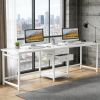 Industrial Two Person Desk, 78" Double Computer Desk with Drawers
