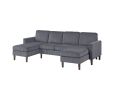 3pc Sectional Set RAF/LAF Chaise Armless Loveseat Dark Gray Corduroy Couch Relax Modern Comfort Living Room