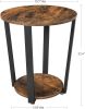 2-Tier Accent Bedside Table with Storage Shelf, Easy Assembly, Nightstand for Small Spaces, Living Room, Bedroom, Rustic Brown and Ink Black