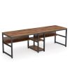 Double Computer Desk with Bookshelf, Office Furnitur