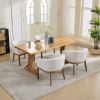 Mid Century Modern Upholstered Barrel Dining Chairs with Arms,Farmhouse Linen Kitchen & Dining Room Chairs with Natural Hardwood Frame, 19" W Accent C
