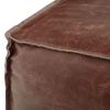 Sheffield 18 inch Wide Square Pouf in Brown Genuine Leather