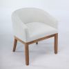 Mid Century Modern Upholstered Barrel Dining Chairs with Arms,Farmhouse Linen Kitchen & Dining Room Chairs with Natural Hardwood Frame, 19" W Accent C