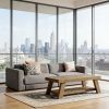 Rectangular Coffee Table, 47.24" Farmhouse Center Table with 2-Tier Storage