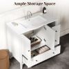 36'' Bathroom Vanity with Sink, Modern Bathroom Vanity Sink Cabinet with Doors and Fluted Drawers, Free Standing Bathroom Storage Cabinet with Sink Co