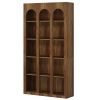 Wood Bookshelf, 5-Tier Rustic Bookcase Display Storage Shelving Unit