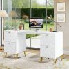 Computer Desk with File Drawers, Wood Executive Desk for Home Office