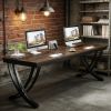 Two Person Desk Industrial Double Computer Desk with Metal Frame