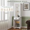 75'' Tall Storage Cabinet with LED Light, Farmhouse Pantry Cabinet with Tempered Glass Adjustable Shelves & Barn Door, Freestanding Linen Tower for Ba